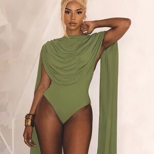 Elegant Olive Green Drape Top